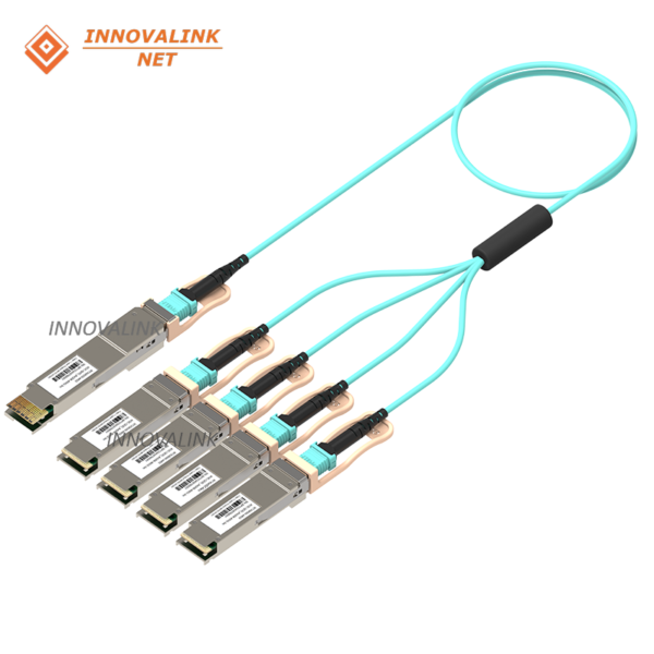 400G QSFP-DD to 4x100G QSFP56 Active Optical Cable (AOC)  400G Breakout AOC for AI